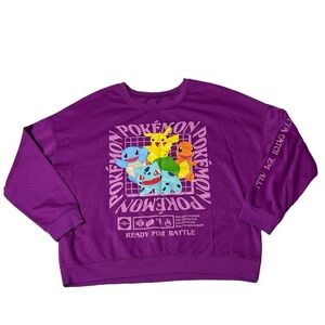 Pokemon Women's Ready for Battle Purple Sweater Pullover Size XL